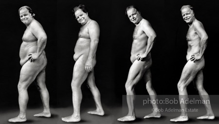 Bob Adelman self-portraits.1979/80 diet . Bob Adelman's weight loss in 1979-1980. He lost more than 100 pounds in the course of a
year. Published in ESQUIRE, LONDON TIMES, STERN, PARIS MATCH and other magazines