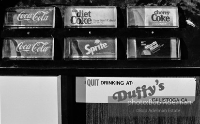 Soft drink machine at Duffy’s, Calistoga, California. (1989)