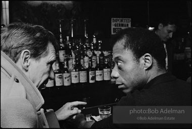 Actor Burgess Meredith and author James Baldwin at the time of 'Blues for Mr. Charlie' at the ANTA theater in New York City. 1064.