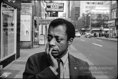 James Baldwin outside the ANTA Theater during the rehearsals for his play 'Blues For Mr. Charlie'. 1964.