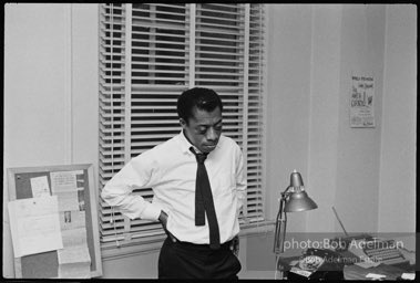 James Baldwin at his apartment in New York City at the time of play at the ANTA theater 