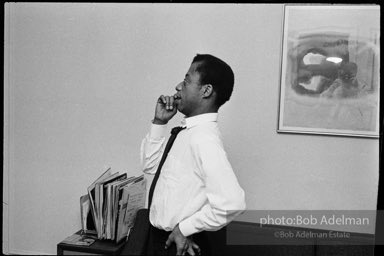 James Baldwin at his apartment in New York City at the time of play at the ANTA theater 