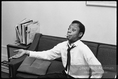 James Baldwin in his Upper West Side apartment. New York City. 1964.