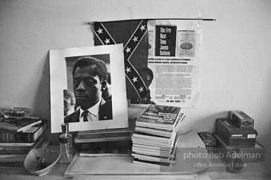In James Baldwin's apartment. New York City, 1964.