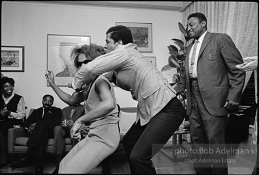 A party at James Baldwin's apartment for the cast of his play 'Blues For Mr. Charlie'. 1964.
