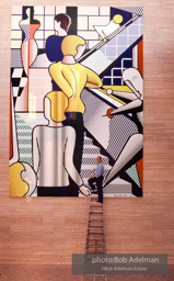 Roy Lichtenstein. Bauhaus Stairway- mural in the I.M Pei designed building for the Creative Arts Agency in Beverly Hills, CA photo:©Bob Adelman Estate, Artwork©Estate of Roy Lichtenstein