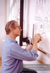 From Mural with Blue Brushstroke. New York City, 1985-86photo©Bob Adelman estate. Artwork©Estate of Roy Lichtenstein.