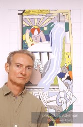 From Mural with Blue Brushstroke. New York City, 1985-86photo©Bob Adelman estate. Artwork©Estate of Roy Lichtenstein.