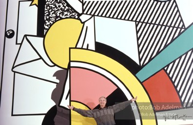 From Mural with Blue Brushstroke. New York City, 1985-86photo©Bob Adelman estate. Artwork©Estate of Roy Lichtenstein.