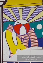 From Mural with Blue Brushstroke. New York City, 1985-86photo©Bob Adelman estate. Artwork©Estate of Roy Lichtenstein.