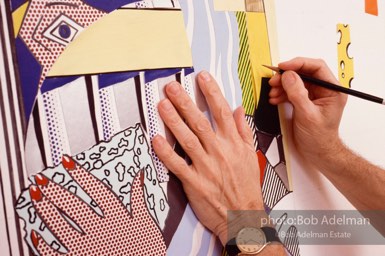 From Mural with Blue Brushstroke. New York City, 1985-86photo©Bob Adelman estate. Artwork©Estate of Roy Lichtenstein.