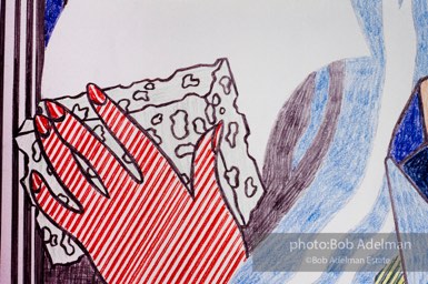 From Mural with Blue Brushstroke. New York City, 1985-86photo©Bob Adelman estate. Artwork©Estate of Roy Lichtenstein.