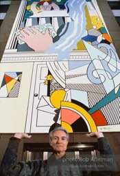 From Mural with Blue Brushstroke. New York City, 1985-86photo©Bob Adelman estate. Artwork©Estate of Roy Lichtenstein.