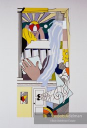From Mural with Blue Brushstroke. New York City, 1985-86photo©Bob Adelman estate. Artwork©Estate of Roy Lichtenstein.