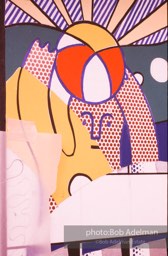 From Mural with Blue Brushstroke. New York City, 1985-86photo©Bob Adelman estate. Artwork©Estate of Roy Lichtenstein.
