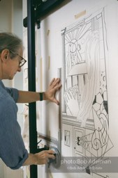 From Mural with Blue Brushstroke. New York City, 1985-86photo©Bob Adelman estate. Artwork©Estate of Roy Lichtenstein.