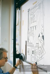 From Mural with Blue Brushstroke. New York City, 1985-86photo©Bob Adelman estate. Artwork©Estate of Roy Lichtenstein.
