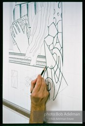 From Mural with Blue Brushstroke. New York City, 1985-86photo©Bob Adelman estate. Artwork©Estate of Roy Lichtenstein.