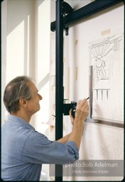 From Mural with Blue Brushstroke. New York City, 1985-86photo©Bob Adelman estate. Artwork©Estate of Roy Lichtenstein.