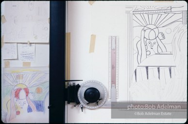 From Mural with Blue Brushstroke. New York City, 1985-86photo©Bob Adelman estate. Artwork©Estate of Roy Lichtenstein.