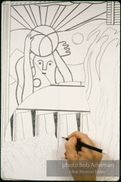 From Mural with Blue Brushstroke. New York City, 1985-86photo©Bob Adelman estate. Artwork©Estate of Roy Lichtenstein.