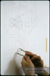 From Mural with Blue Brushstroke. New York City, 1985-86photo©Bob Adelman estate. Artwork©Estate of Roy Lichtenstein.