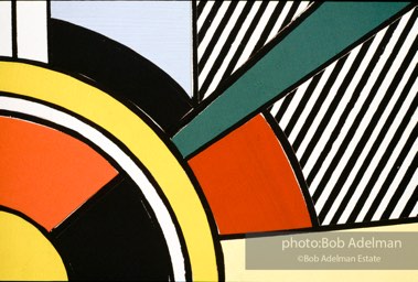 From Mural with Blue Brushstroke. New York City, 1985-86photo©Bob Adelman estate. Artwork©Estate of Roy Lichtenstein.