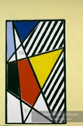 From Mural with Blue Brushstroke. New York City, 1985-86photo©Bob Adelman estate. Artwork©Estate of Roy Lichtenstein.