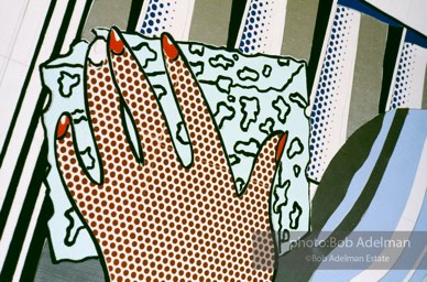 From Mural with Blue Brushstroke. New York City, 1985-86photo©Bob Adelman estate. Artwork©Estate of Roy Lichtenstein.
