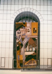 From Mural with Blue Brushstroke. New York City, 1985-86photo©Bob Adelman estate. Artwork©Estate of Roy Lichtenstein.