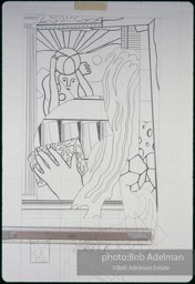 From Mural with Blue Brushstroke. New York City, 1985-86photo©Bob Adelman estate. Artwork©Estate of Roy Lichtenstein.