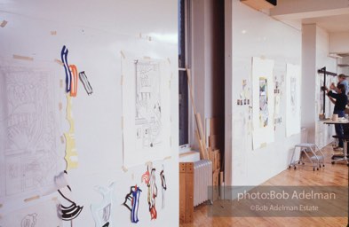 From Mural with Blue Brushstroke. New York City, 1985-86photo©Bob Adelman estate. Artwork©Estate of Roy Lichtenstein.