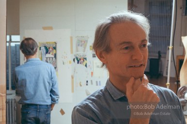 From Mural with Blue Brushstroke. New York City, 1985-86photo©Bob Adelman estate. Artwork©Estate of Roy Lichtenstein.