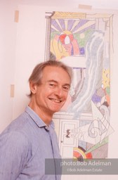 From Mural with Blue Brushstroke. New York City, 1985-86photo©Bob Adelman estate. Artwork©Estate of Roy Lichtenstein.