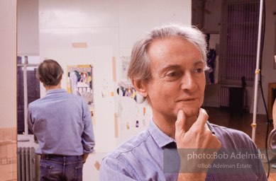 From Mural with Blue Brushstroke. New York City, 1985-86photo©Bob Adelman estate. Artwork©Estate of Roy Lichtenstein.