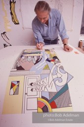 From Mural with Blue Brushstroke. New York City, 1985-86photo©Bob Adelman estate. Artwork©Estate of Roy Lichtenstein.