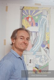 From Mural with Blue Brushstroke. New York City, 1985-86photo©Bob Adelman estate. Artwork©Estate of Roy Lichtenstein.