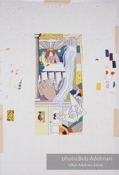 From Mural with Blue Brushstroke. New York City, 1985-86photo©Bob Adelman estate. Artwork©Estate of Roy Lichtenstein.