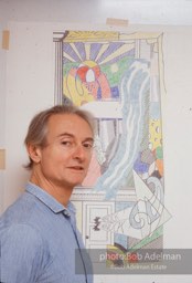 From Mural with Blue Brushstroke. New York City, 1985-86photo©Bob Adelman estate. Artwork©Estate of Roy Lichtenstein.
