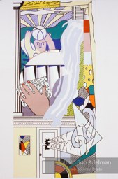From Mural with Blue Brushstroke. New York City, 1985-86photo©Bob Adelman estate. Artwork©Estate of Roy Lichtenstein.