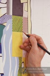 From Mural with Blue Brushstroke. New York City, 1985-86photo©Bob Adelman estate. Artwork©Estate of Roy Lichtenstein.