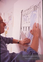 From Mural with Blue Brushstroke. New York City, 1985-86photo©Bob Adelman estate. Artwork©Estate of Roy Lichtenstein.