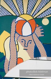 From Mural with Blue Brushstroke. New York City, 1985-86photo©Bob Adelman estate. Artwork©Estate of Roy Lichtenstein.