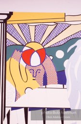 From Mural with Blue Brushstroke. New York City, 1985-86photo©Bob Adelman estate. Artwork©Estate of Roy Lichtenstein.