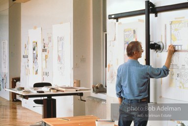 From Mural with Blue Brushstroke. New York City, 1985-86photo©Bob Adelman estate. Artwork©Estate of Roy Lichtenstein.