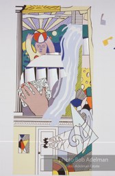 From Mural with Blue Brushstroke. New York City, 1985-86photo©Bob Adelman estate. Artwork©Estate of Roy Lichtenstein.