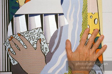 From Mural with Blue Brushstroke. New York City, 1985-86photo©Bob Adelman estate. Artwork©Estate of Roy Lichtenstein.