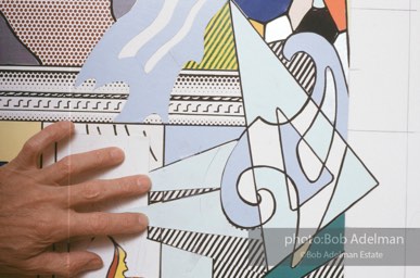 From Mural with Blue Brushstroke. New York City, 1985-86photo©Bob Adelman estate. Artwork©Estate of Roy Lichtenstein.