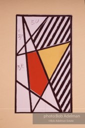 From Mural with Blue Brushstroke. New York City, 1985-86photo©Bob Adelman estate. Artwork©Estate of Roy Lichtenstein.