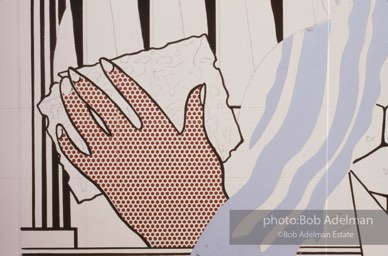 From Mural with Blue Brushstroke. New York City, 1985-86photo©Bob Adelman estate. Artwork©Estate of Roy Lichtenstein.